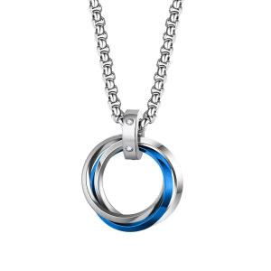 Hip-hop Three-Ring Titanium Steel Pendant — Blue | Giftlo